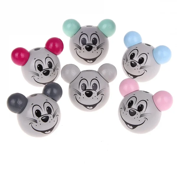 Perle motif 3D Souris — Kiki-Ena Fournitures créatives Bois naturel