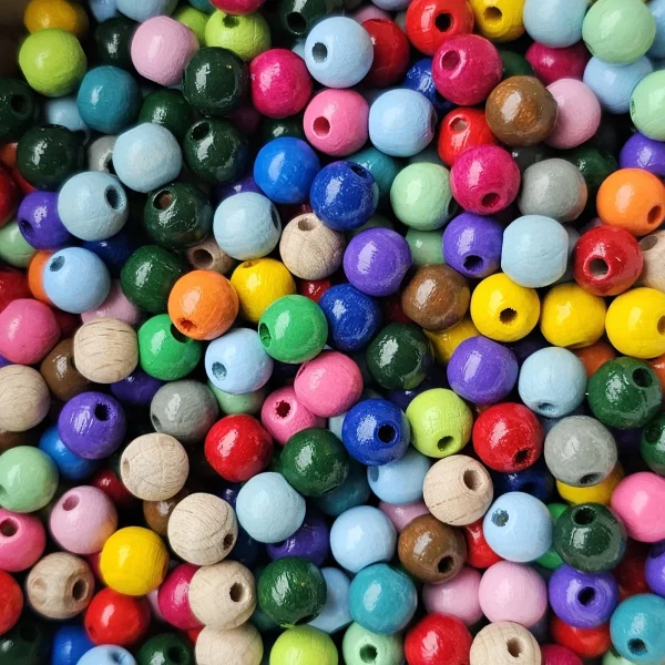 Mélange Perles Bois 8 mm  100 g - SOLDE/OFFRE — Kiki-Ena Matériel créatif Bois naturel