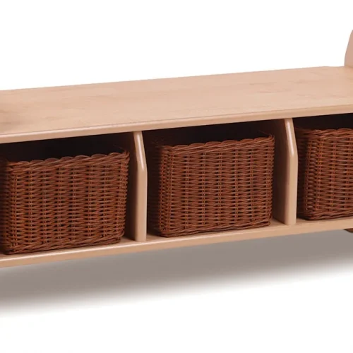 Banc de rangement (grand) avec 3 paniers — Millhouse Lernspielzeug Schule