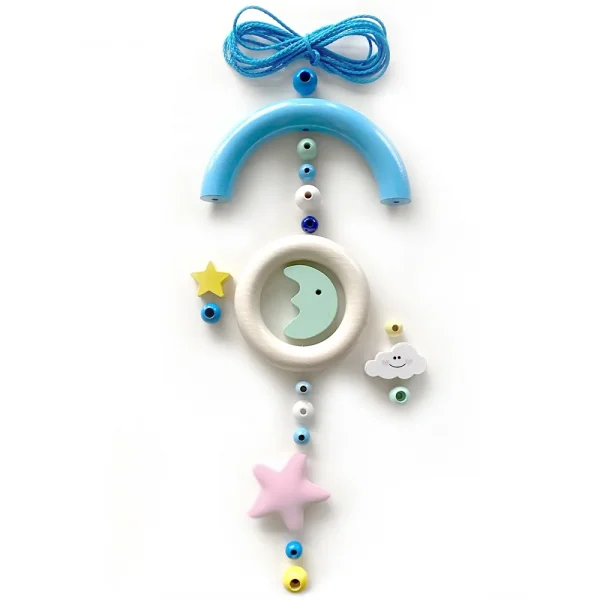 Mobile bébé - Lune & Étoiles "Bleu" • Ensemble de création — Kiki-Ena Matériel de bricolage Bois naturel