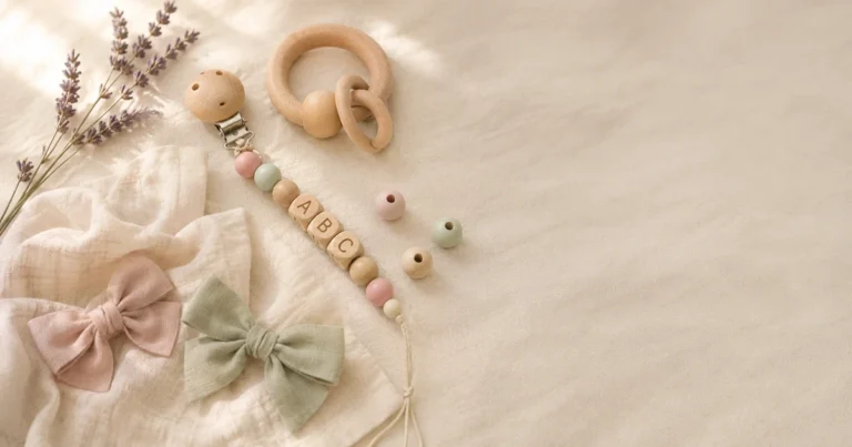 Cadeau de bébé personnalisé avec perles de nom