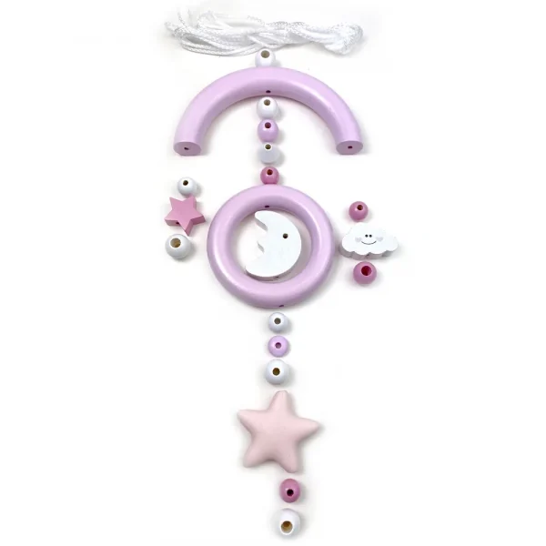Kit mobile bébé lune et étoiles « Rose » — Kiki-Ena Matériel de bricolage bois naturel