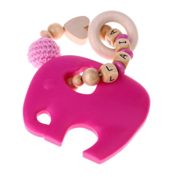 Kit créatif Anneau de dentition Éléphant rose foncé — Kiki-Ena Fournitures créatives Bois naturel