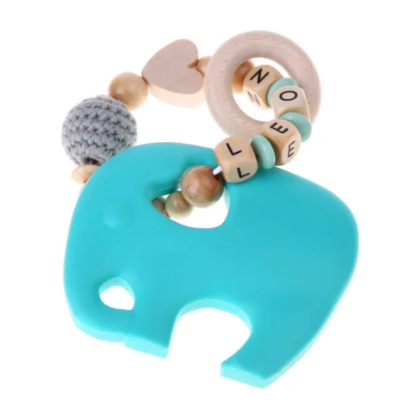 Set de bricolage Anneau de dentition Éléphant turquoise clair — Kiki-Ena Matériel de bricolage Bois naturel