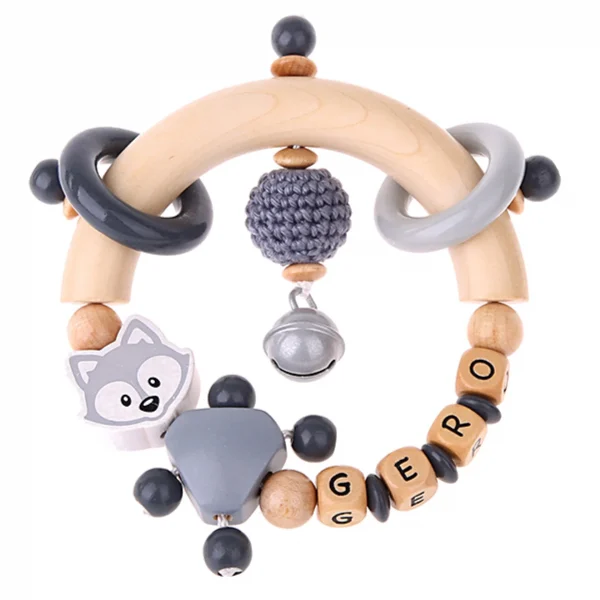 Kit créatif Anneau de dentition Renard gris — Kiki-Ena Matériel de bricolage Bois naturel