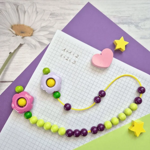 Coffret créatif Chaîne de comptage perles de bois « Fleur » — Kiki-Ena Matériel créatif Bois naturel
