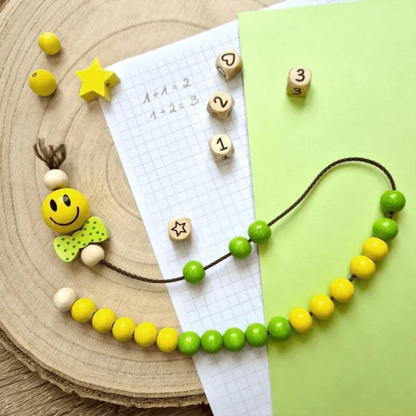 Kit créatif chaîne de comptage en perles de bois "Smile" — Kiki-Ena Matériel de création Bois naturel