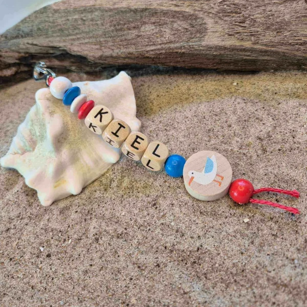 Kit créatif Porte-clés Perles en bois « Möwe Kiel » — Kiki-Ena Matériel de loisirs créatifs Bois naturel