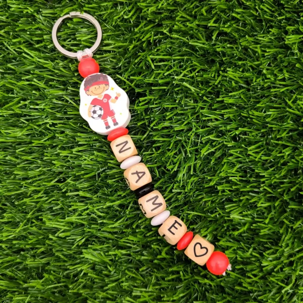 Kit créatif Porte-clés « Footballeur » • rouge — Kiki-Ena Matériel créatif Bois naturel