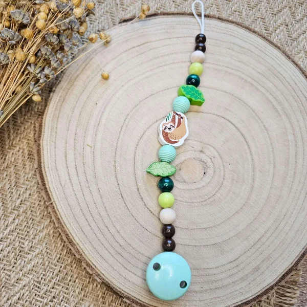 Kit de bricolage Chaîne de tétine Paresseux — Kiki-Ena matériel de bricolage Bois naturel