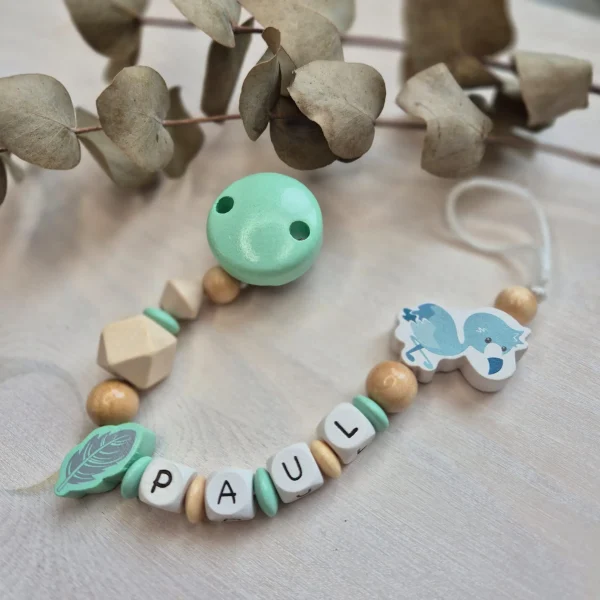 Coffret créatif Chaîne tétine Flamingo Menthe — Kiki-Ena Matériel créatif Bois naturel