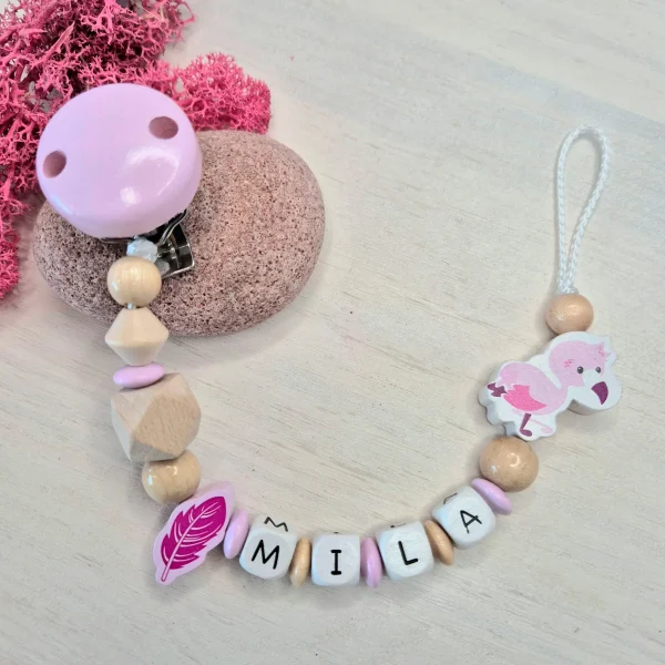 Coffret créatif Chaîne tétine Flamingo Rose — Kiki-Ena Matériel créatif Bois naturel