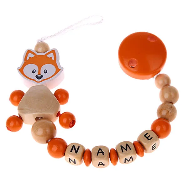 Ensemble de bricolage Chaîne de tétine Renard mandarine — Kiki-Ena Matériel de bricolage Bois naturel