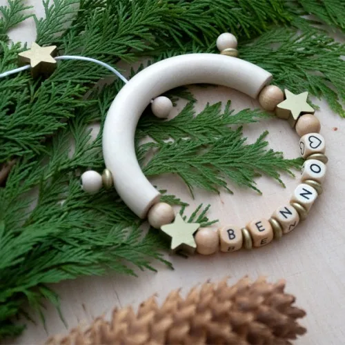 Ensemble artisanal Ornement de Noël avec Étoile — Kiki-Ena Matériel artisanal Bois naturel