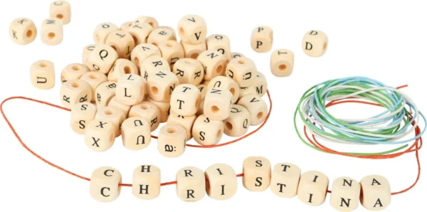Cubes lettres Bois imprimé 11 mm Déclassé MIX 300 pièces — Kiki-Ena Matériel créatif Bois naturel