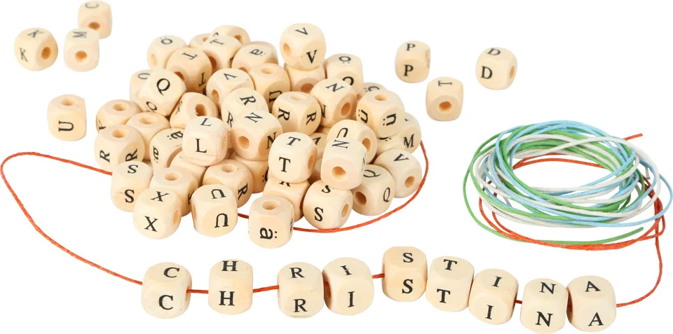 Cubes lettres Bois imprimé 11 mm Déclassé MIX 300 pièces — Kiki-Ena Matériel créatif Bois naturel