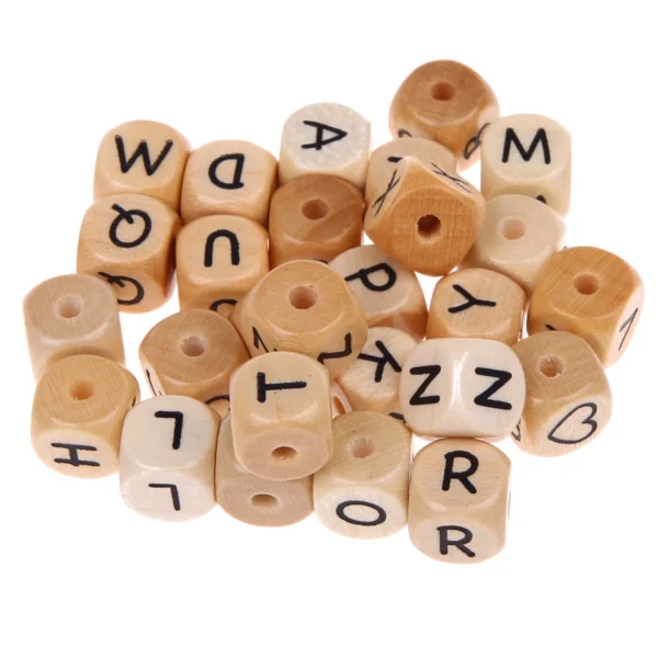 Cubes lettres en bois embossés 10 mm — Kiki-Ena Matériel de bricolage Bois naturel
