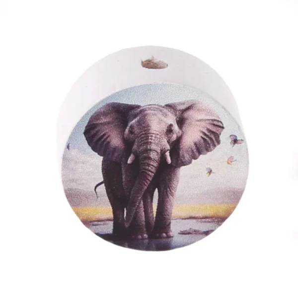 Perle à motif Photo Éléphant — Kiki-Ena Matériel de bricolage Bois naturel
