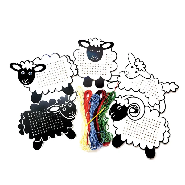 Cartes à Enfiler Moutons Lot de 5 — Eduplay jouet pédagogique maternelle