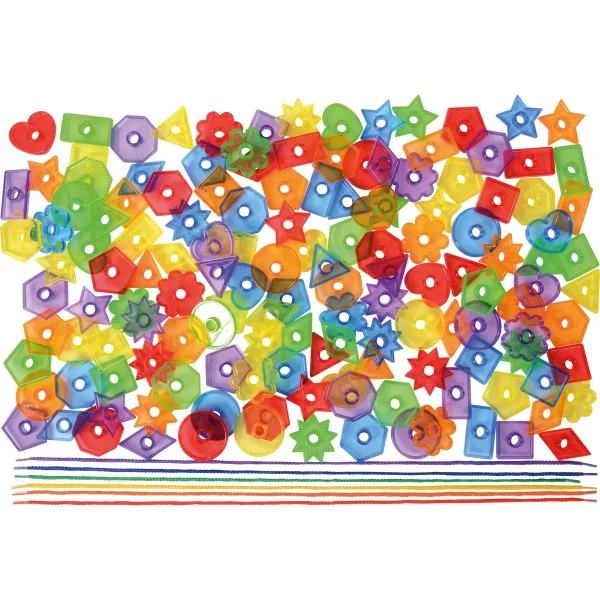 Boutons à enfiler transparents 144 pièces avec 6 cordes — Eduplay jouet pédagogique maternelle