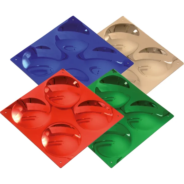 Miroirs bombés colorés 33x33 cm lot de 4 — Eduplay jouet pédagogique crèche