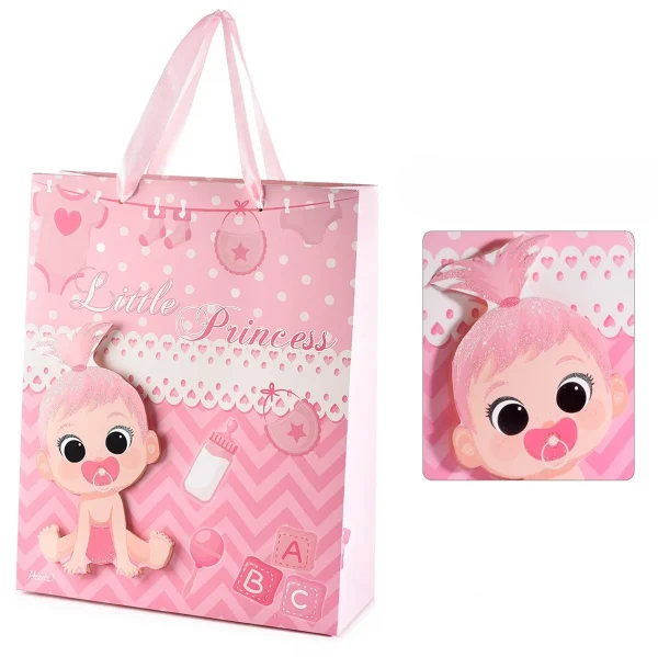 Sachet Cadeau de Taille Moyenne avec Motif Bébé 3D - Rose — Kiki-Ena Bricolage Bois Naturel