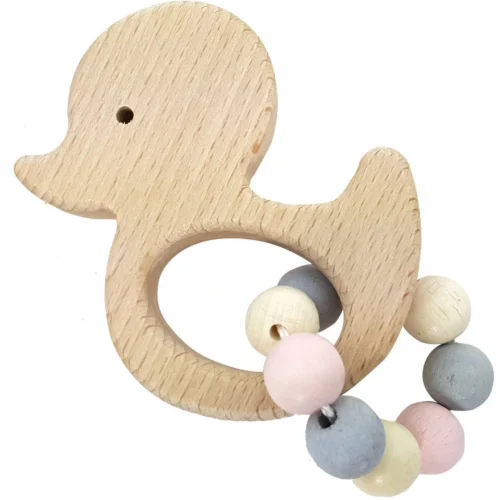 Hochet à saisir Canard - naturel rose — Millhouse Jouet éducatif École