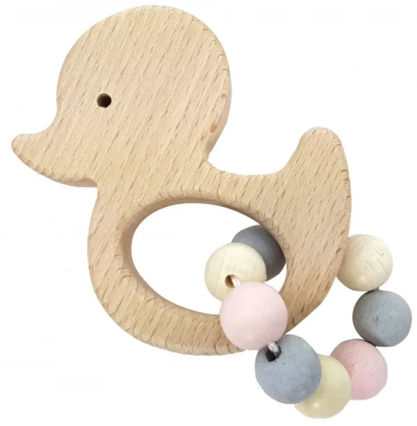 Hochet à saisir Canard - naturel rose — Millhouse Jouet éducatif École
