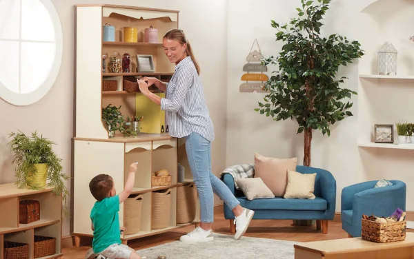 Grand meuble de rangement pour crèche & maternelle — Millhouse jouet éducatif école