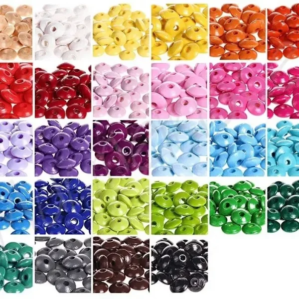 Grand pack • Perles lentilles bois 10mm • 500 pièces — Kiki-Ena Matériel de loisirs créatifs Bois naturel