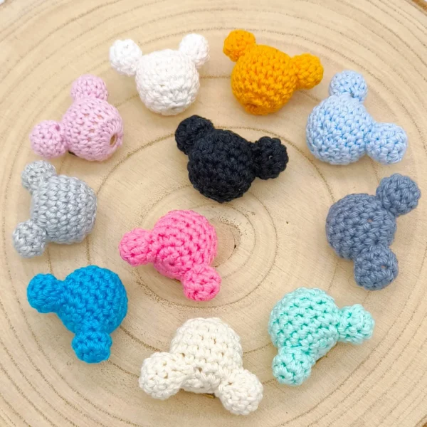 Animal au crochet Perle au crochet Souris — Kiki-Ena Matériel de bricolage Bois naturel