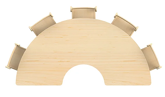 Table semi-circulaire (L1630 x P560), réglable en hauteur - Millhouse Jouet éducatif École