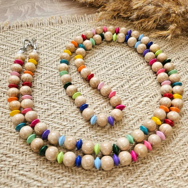 Chaîne pour téléphone perles en bois « Happy » kit à créer — Kiki-Ena création loisirs bois naturel