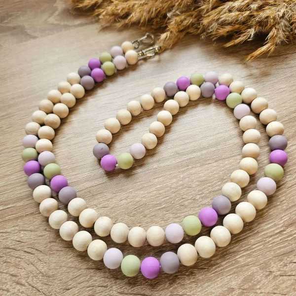 Chaîne de téléphone Perles en bois « Lila-Mix » Kit créatif — Kiki-Ena Matériel de loisirs créatifs Bois naturel