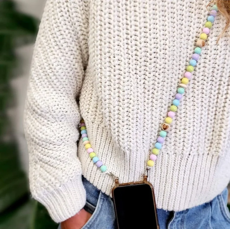 Chaîne téléphone perles bois « Pastel » kit créatif — Kiki-Ena matériel de loisir créatif bois naturel
