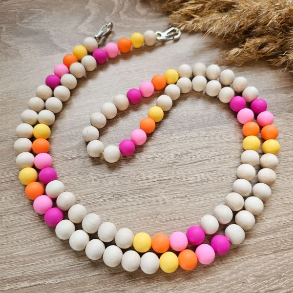 Chaîne de téléphone Perles en bois « Sunshine » Kit créatif — Kiki-Ena Matériel de loisirs créatifs Bois naturel