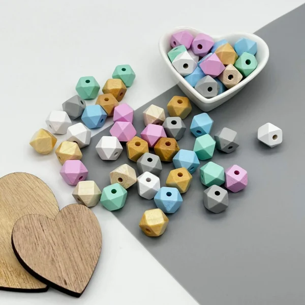 Perles hexagonales 12 mm — Kiki-Ena Fournitures de loisirs créatifs Bois naturel