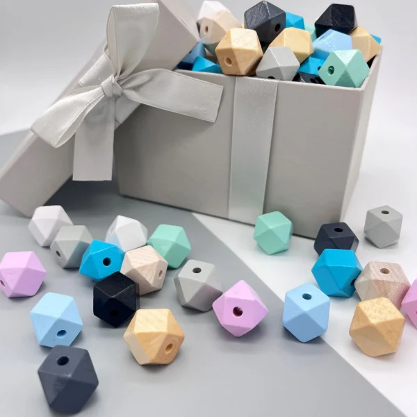 Perles hexagones 16mm — Kiki-Ena Matériel de bricolage Bois naturel