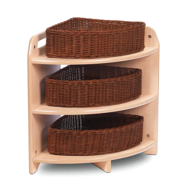Étagère d'angle haute, 90°, avec 3 paniers — Millhouse Lernspielzeug Schule
