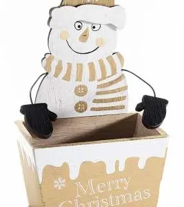 Boîte bois Bonhomme de neige — Kiki-Ena Loisirs créatifs Bois naturel