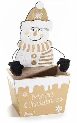 Boîte bois Bonhomme de neige — Kiki-Ena Loisirs créatifs Bois naturel