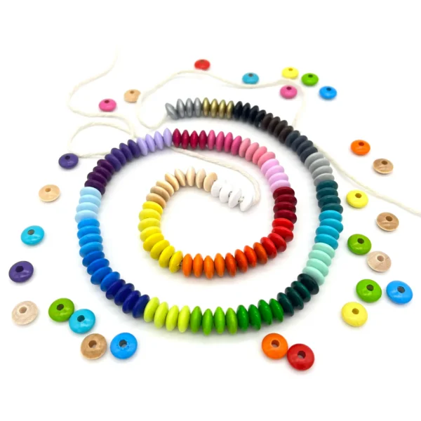 Perles lentilles Lentilles bois 10 mm • 50 pièces — Kiki-Ena Matériel de bricolage Bois naturel