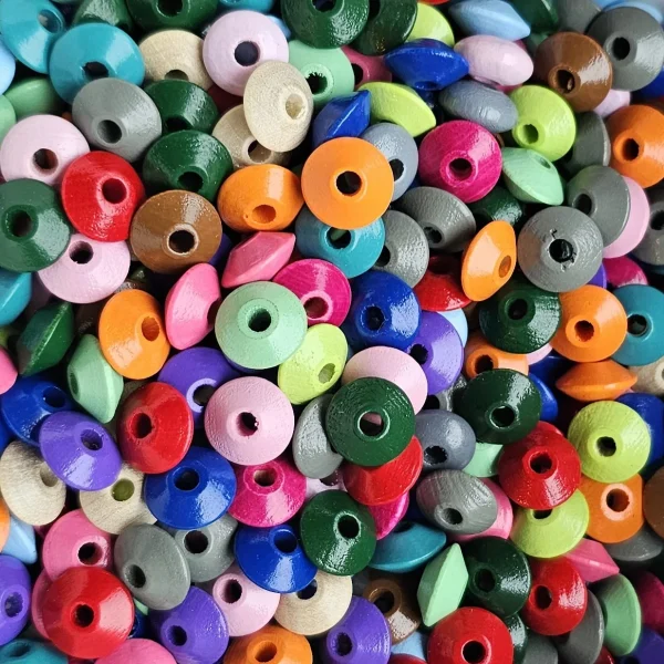 Mix perles lentille bois 10mm • 100g • SOLDES/OFFRE — Kiki-Ena Fournitures créatives Bois naturel