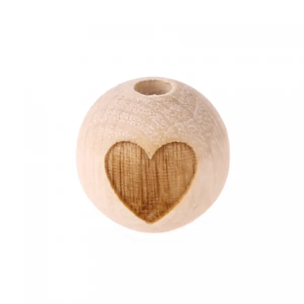 Perle en bois Cœur 15 mm — Kiki-Ena Matériel de bricolage Bois naturel