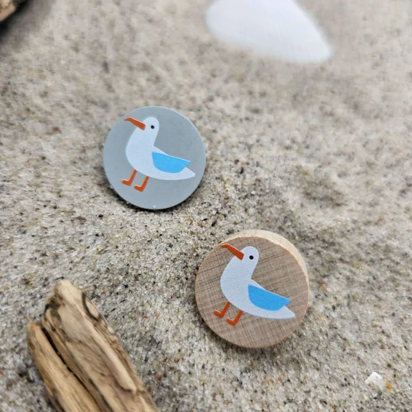 Perle en bois « Mouette » Disque — Kiki-Ena matériel créatif bois naturel