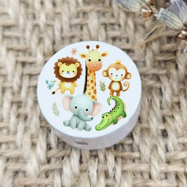 Perle en bois « Safari » disque — Kiki-Ena création loisirs bois naturel