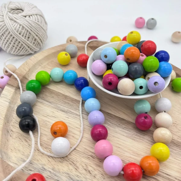 Perles de bois 15mm • 10 pièces — Kiki-Ena Matériel artisanal Bois naturel