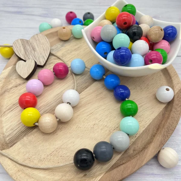 Perles de bois 18mm • 10 pièces — Kiki-Ena Matériel artisanal Bois naturel