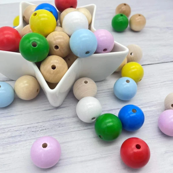 Perles en bois 25mm • 5 pièces — Kiki-Ena Matériel de loisirs créatifs Bois naturel