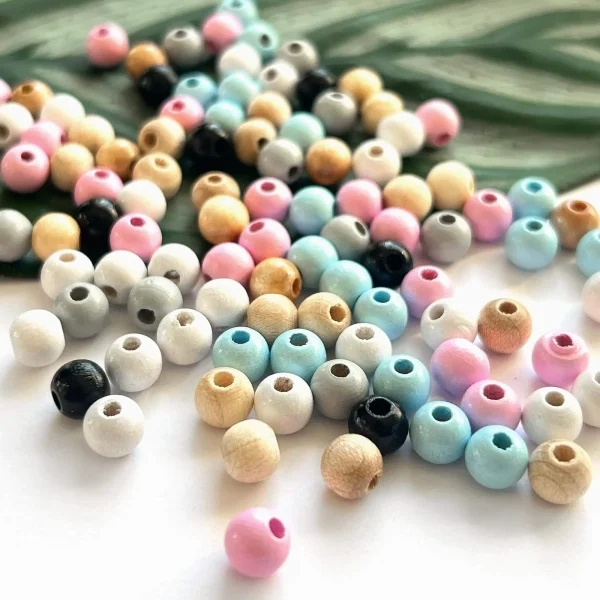 Grand pack • Perles en bois 6mm • 500 pièces — Kiki-Ena Matériel de loisirs créatifs Bois naturel
